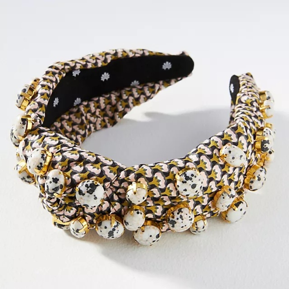 EUC Lele Sadoughi x Liberty Woodstock Dalmatian Jasper Headband